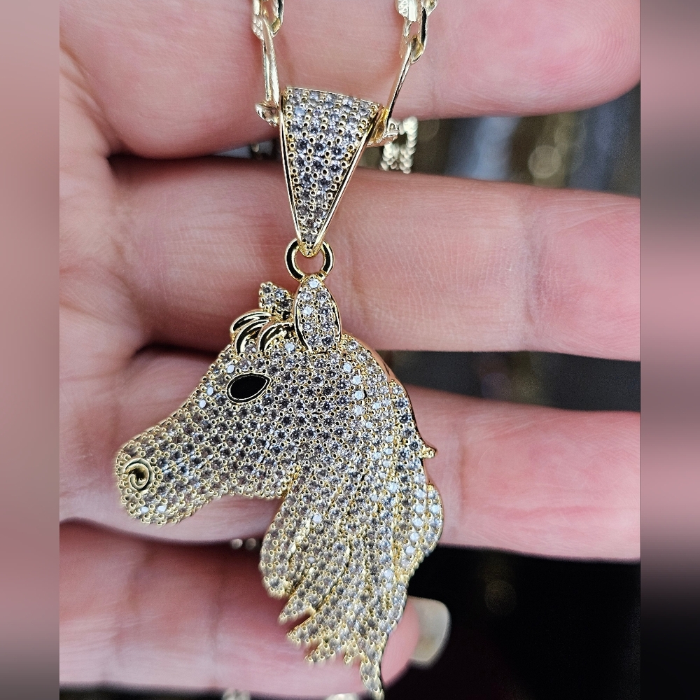 Gold and Silver Horse Pendant Necklace